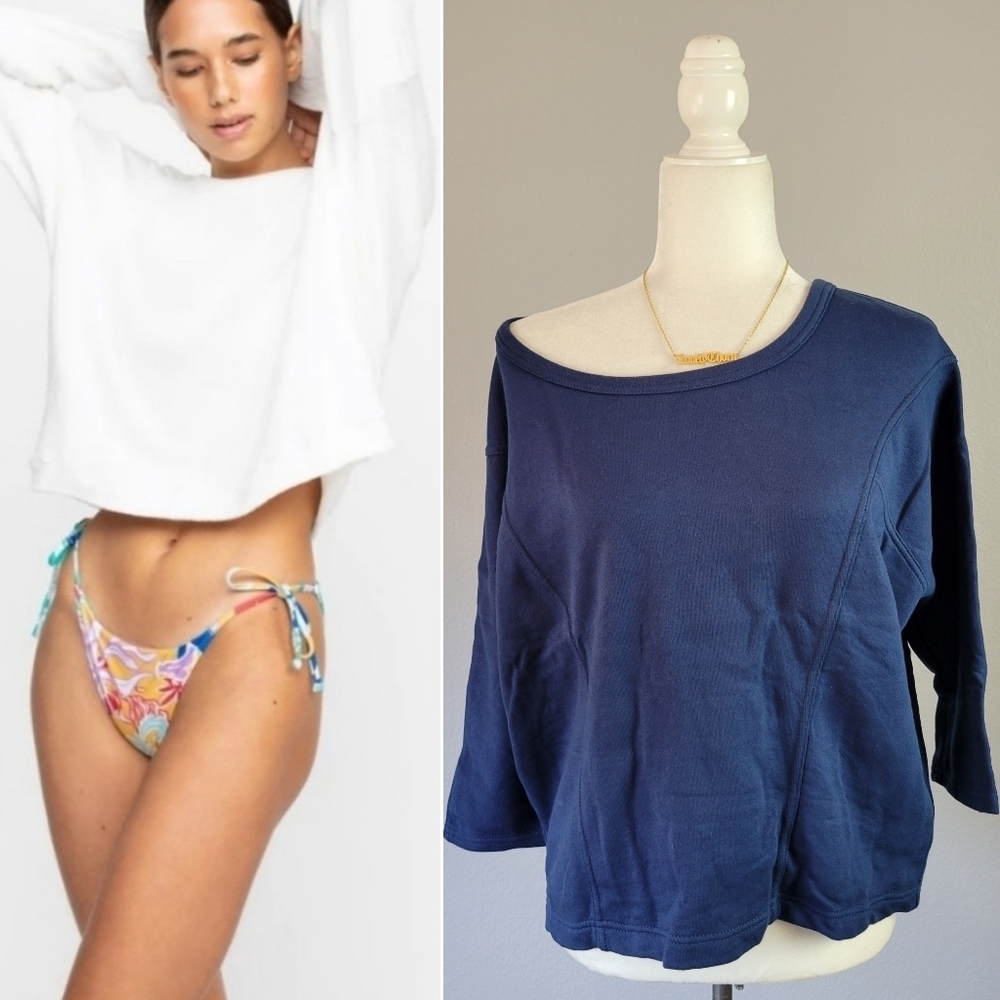 Mikoh Blue 3/4 Sleeve Boatneck Pullover French Terry Size 4-6
